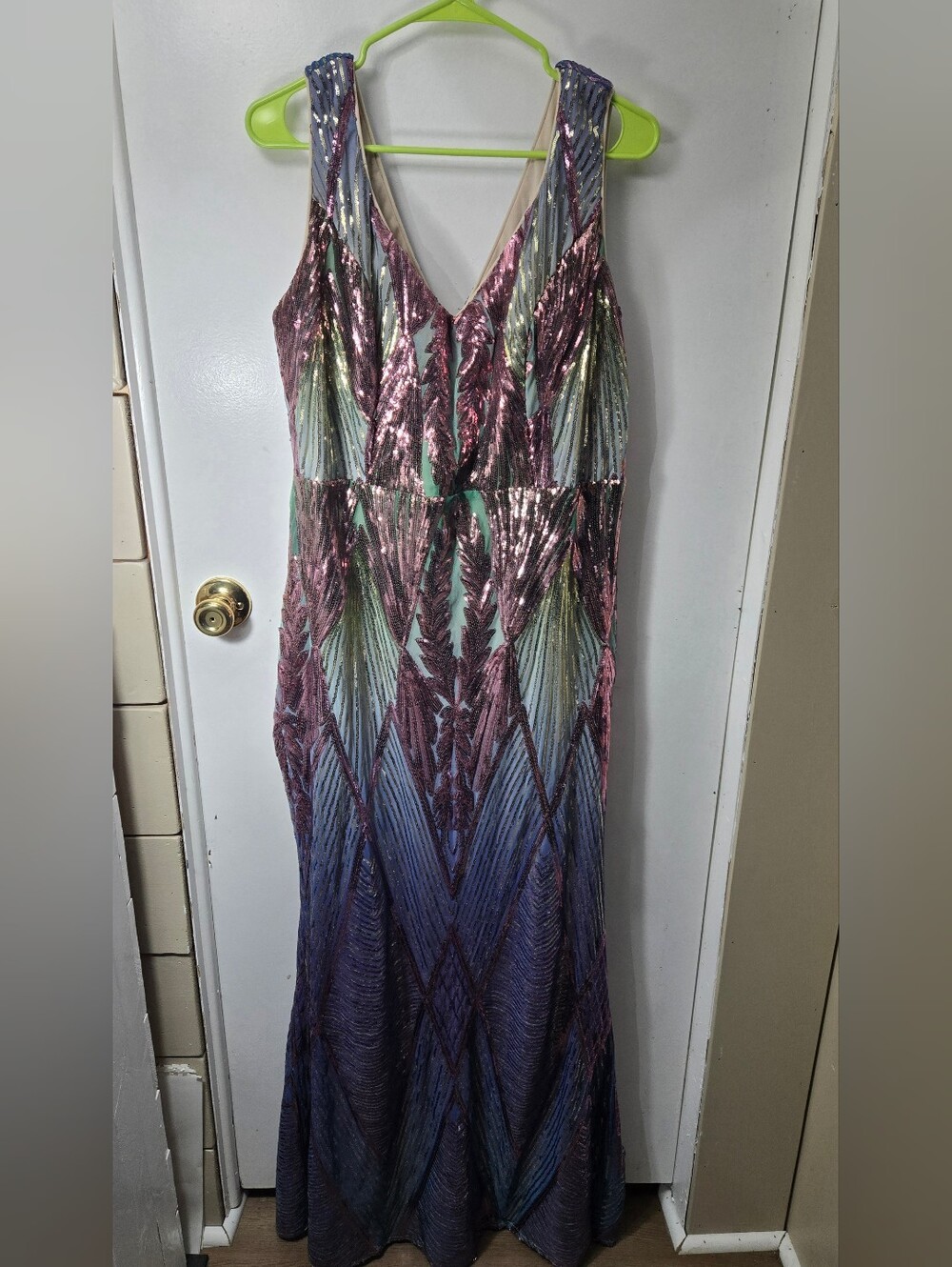 Missord Women's Sequin Mermaidcore Dress Y2K Glam Whimsigoth Evening Gown 2XL